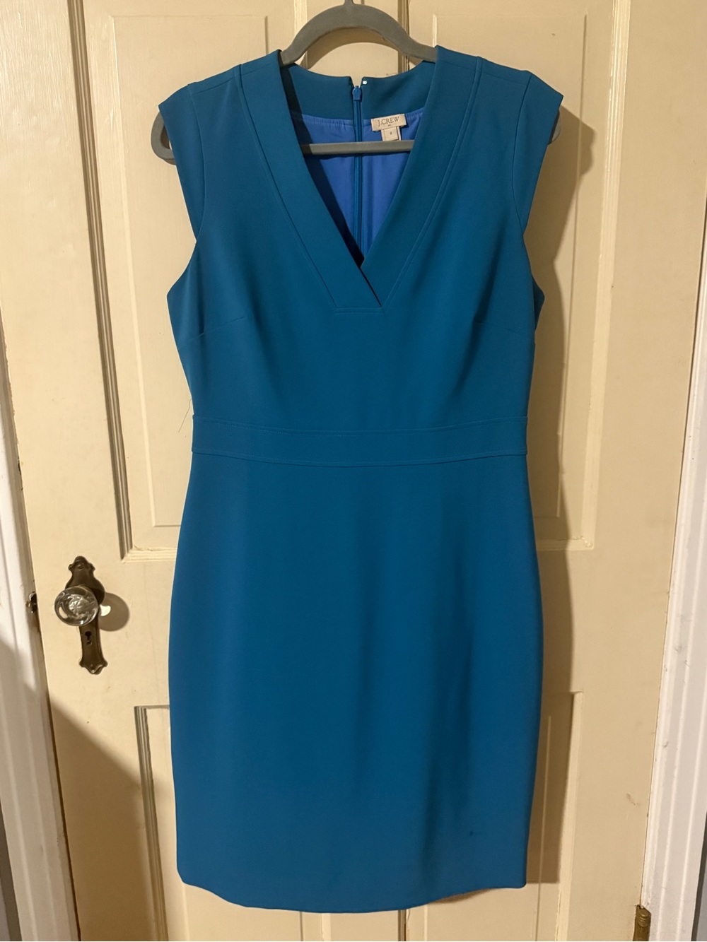 J. Crew Teal Blue Sleeveless V-Neck Midi Dress